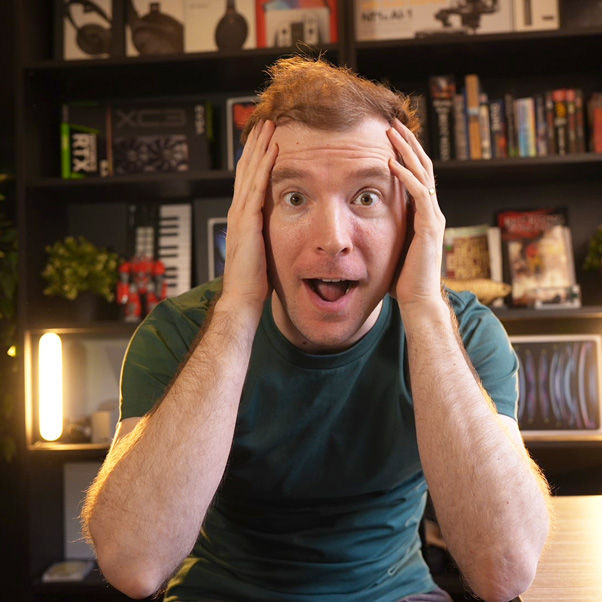 Multiple pictures ‌of  Adrian Twarog, co-creator of the Merge community, making various facial expressions